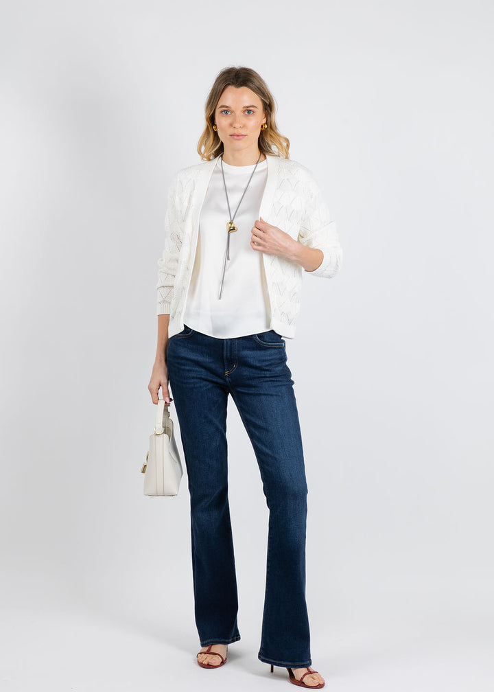 Whisper by Brodie Chevron Stitch Cardigan in Ivory available at Barbara Katz
