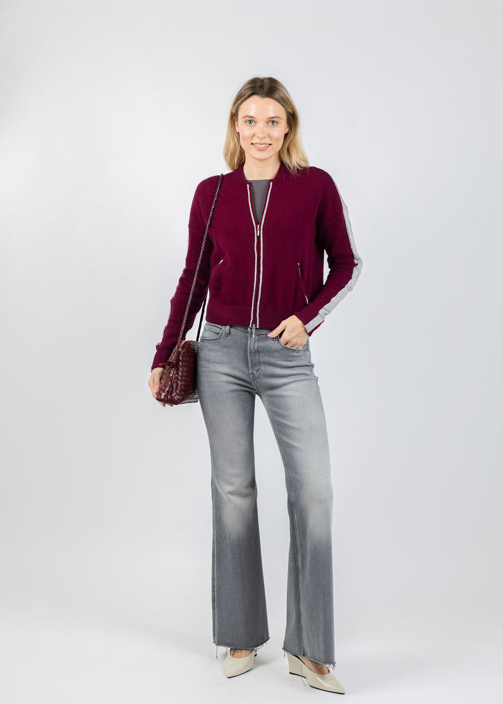 Whisper by Brodie Luxe Bomber Jacket in Cherry Lacquer available at Barbara Katz