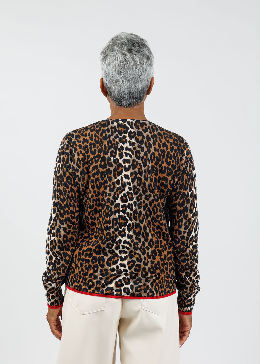 Whisper by Brodie Lydia Leopard Cardigan in Sand/Nougat available at Barbara Katz