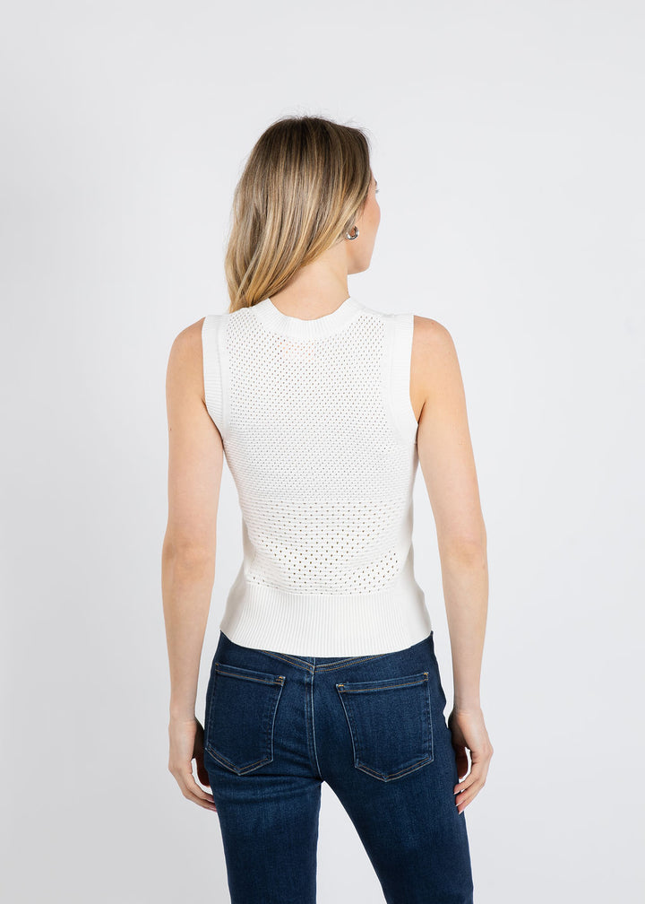 Whisper by Brodie Mix Pointelle Tank Top in Ivory available at Barbara Katz