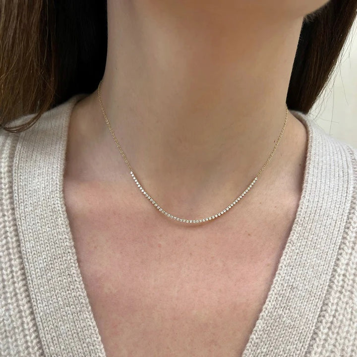 Ef Collections 14K White Gold Diamond Segment Necklace