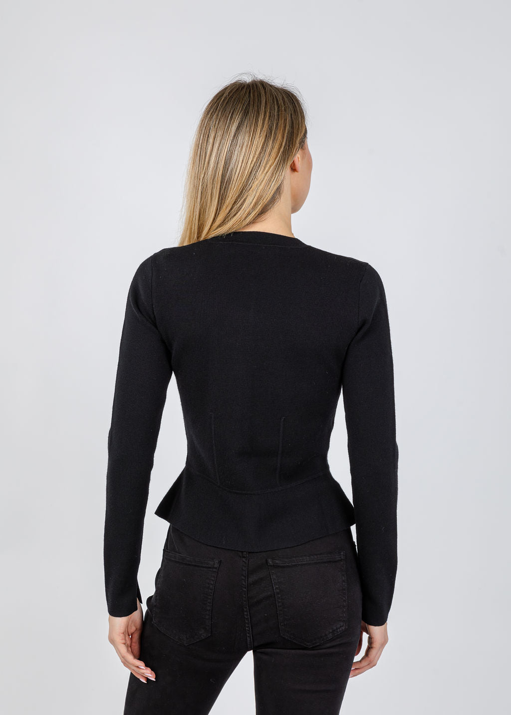 White + Warren Superfine Merino Waisted Cardigan in Black available at Barbara Katz
