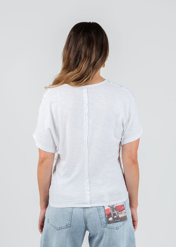 XCVI Curine V-Neck Top in White available at Barbara Katz