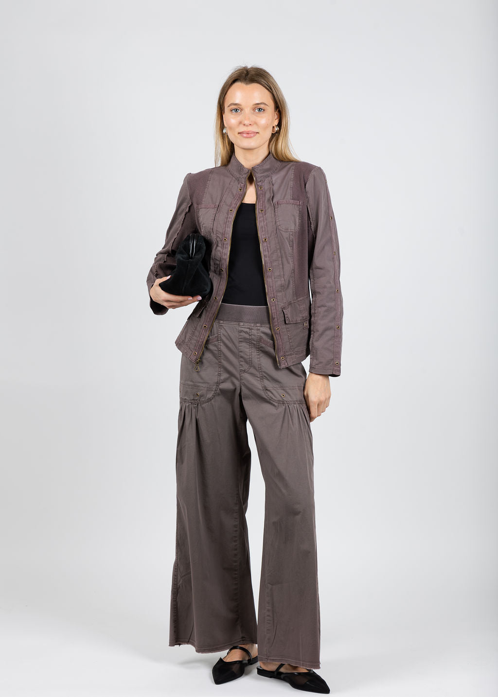 XCVI Murphy Zip-Up Jacket & Brently Wide Leg Pants in Virtuoso Pigment available at Barbara Katz