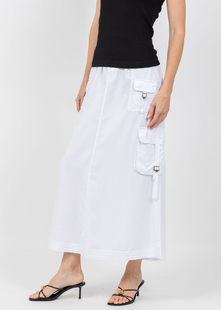 XCVI Wearables Kimo Cargo Maxi Skirt in White available at Barbara Katz