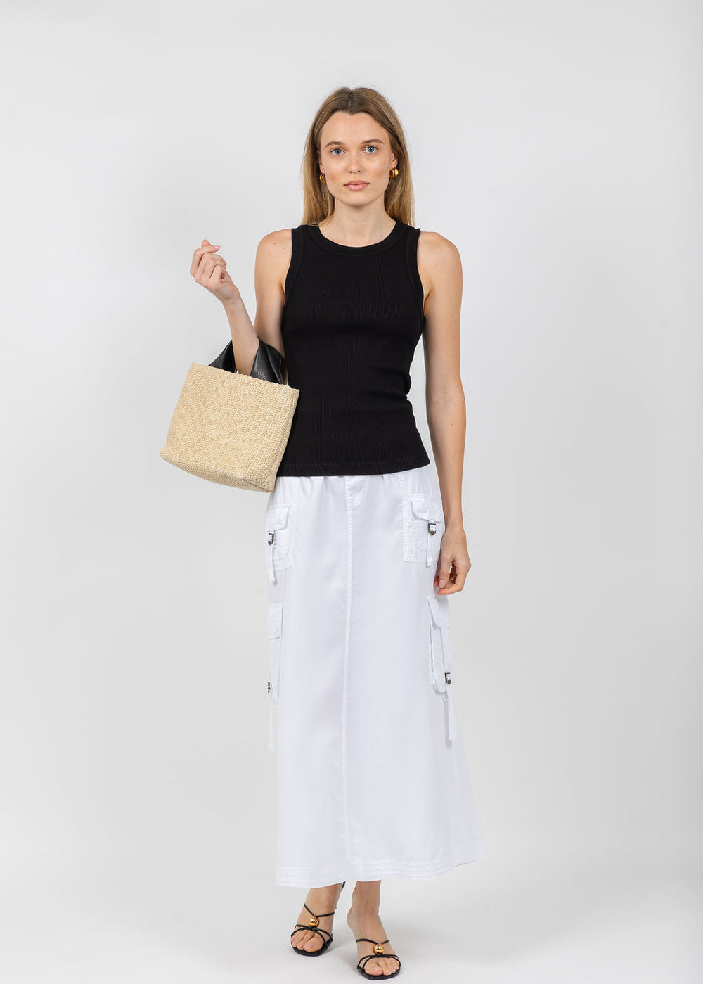 XCVI Wearables Kimo Cargo Maxi Skirt in White available at Barbara Katz