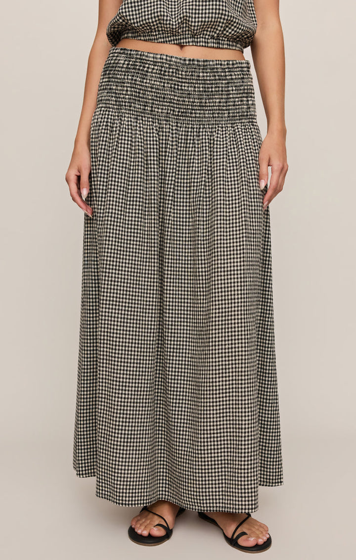 Z Supply Brooke Gingham Maxi Skirt in Black available at Barbara Katz