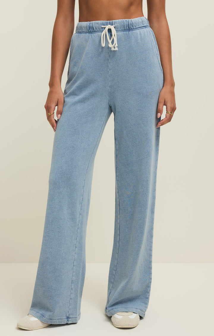 Z Supply Hunter Knit Denim Pants in Ocean Air Indigo available at Barbara Katz
