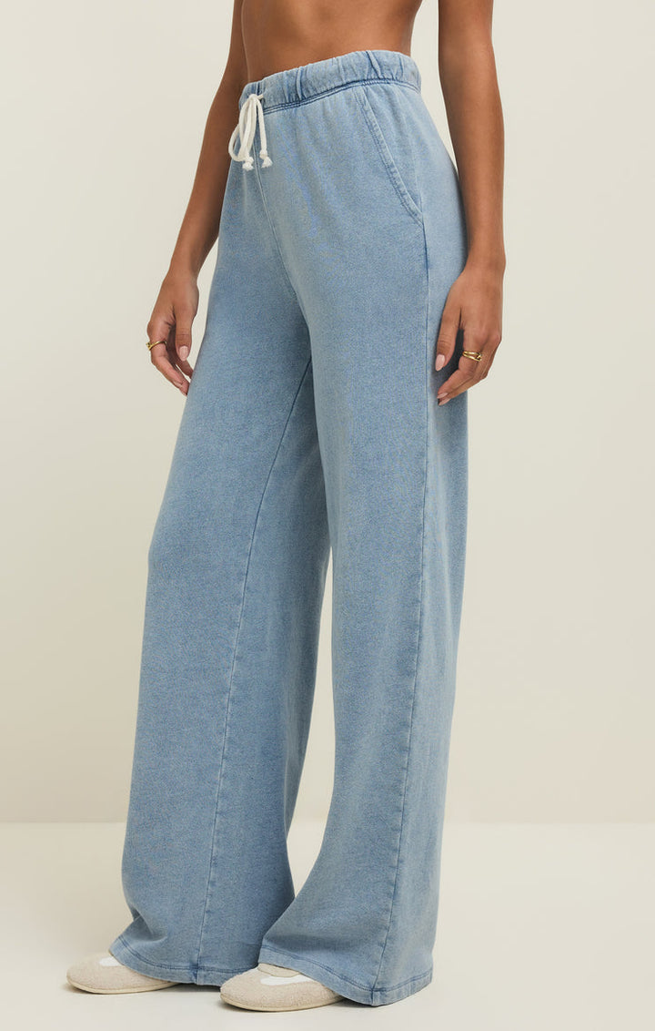 Z Supply Hunter Knit Denim Pants in Ocean Air Indigo available at Barbara Katz