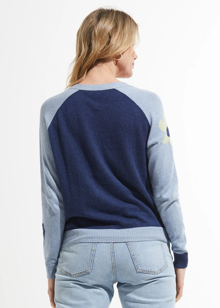 Zaket & Plover Vanessa Flowers & Spot Cardigan in Jean available at Barbara Katz
