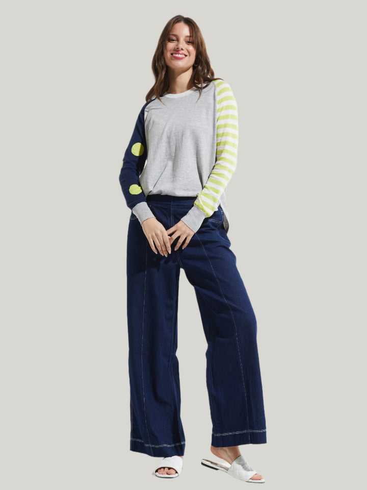 Zaket & Plover Betsy Spots & Stripes Sweater in Marl available at Barbara Katz