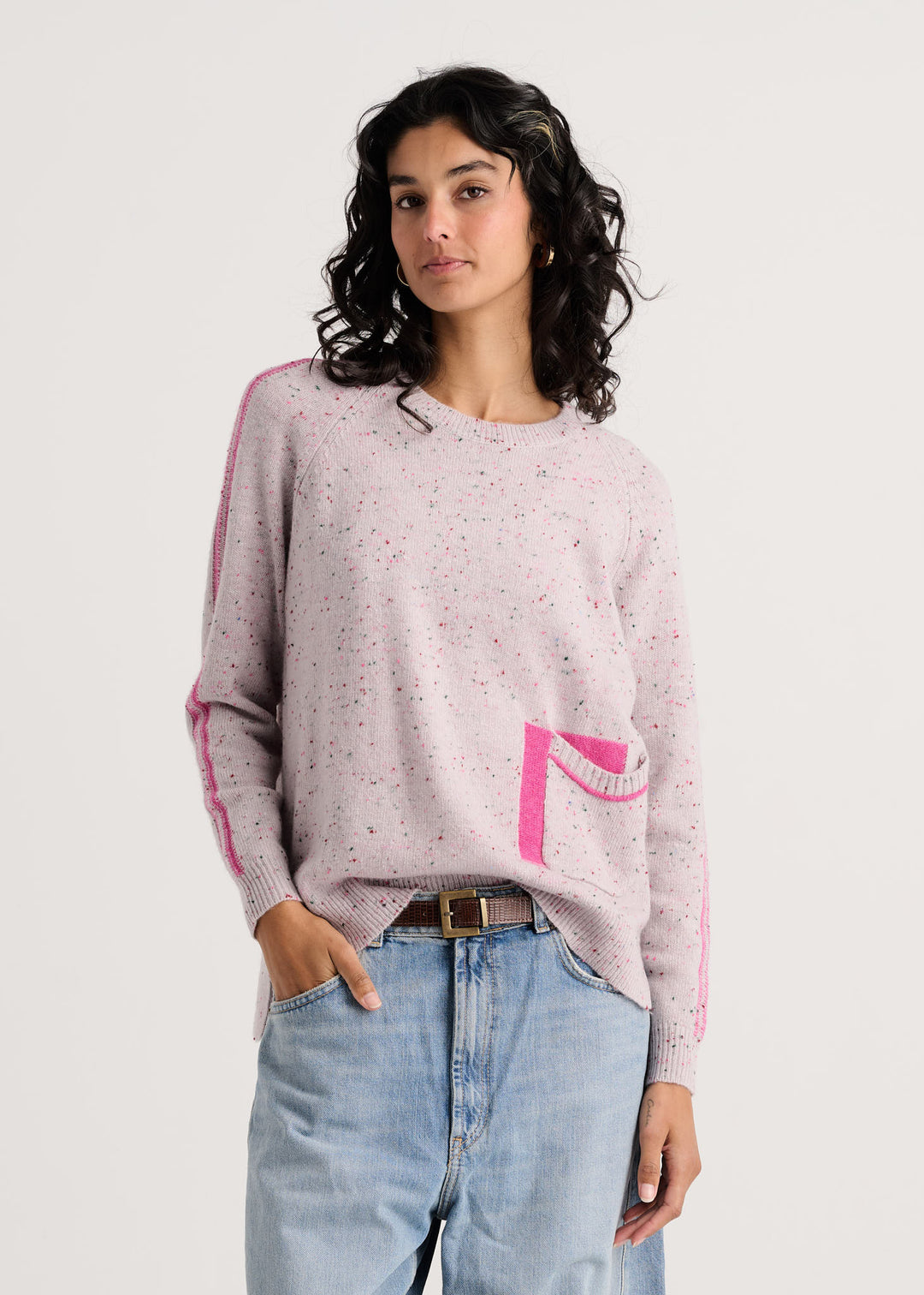 Zaket & Plover Fleck Sweater in Peacock available at Barbara Katz