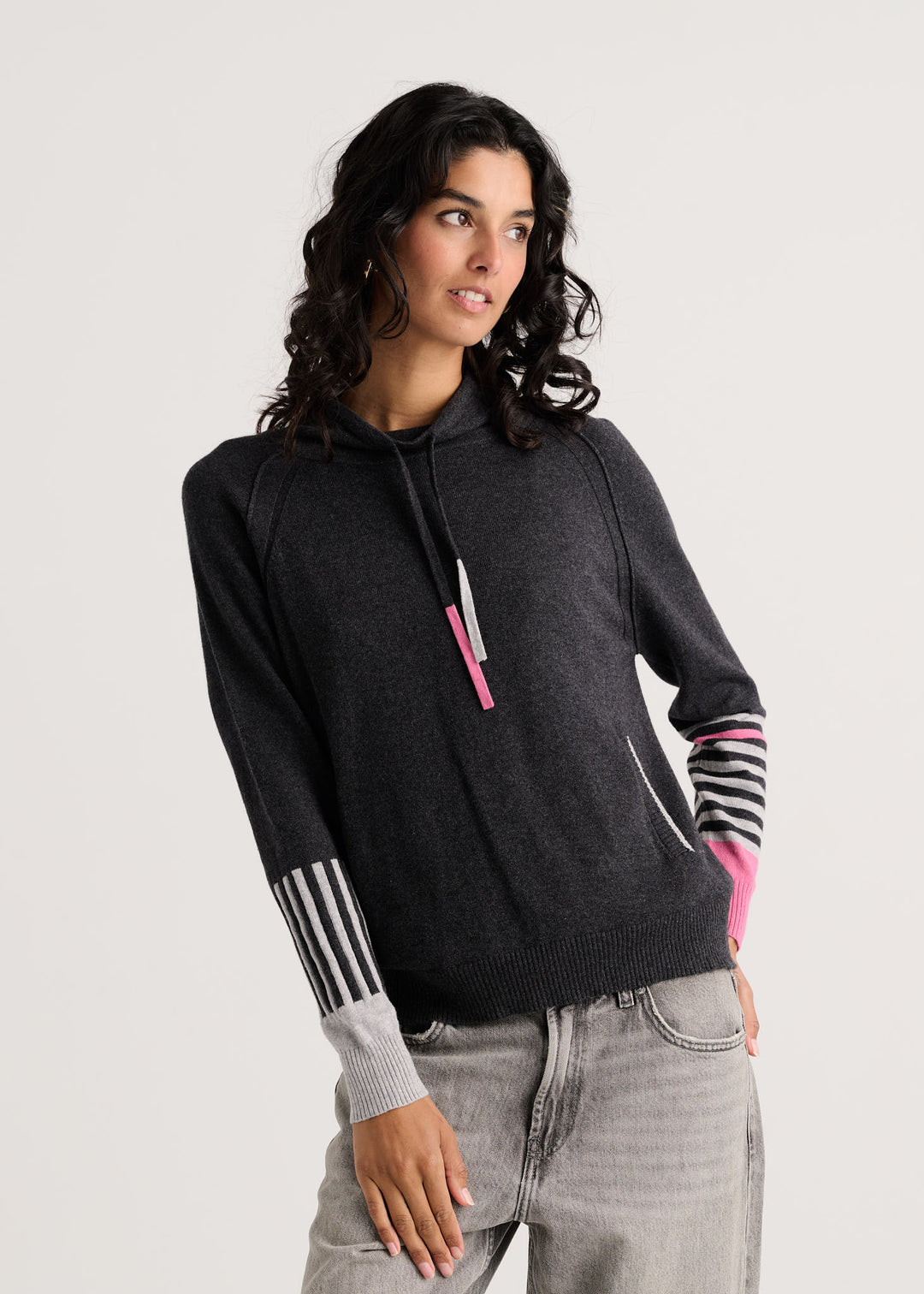 Zaket & Plover Drawcord Sweater in Charcoal available at Barbara Katz