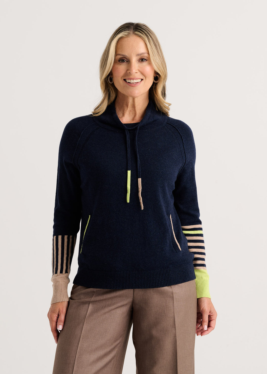 Zaket & Plover Drawcord Sweater in Dark Denim available at Barbara Katz