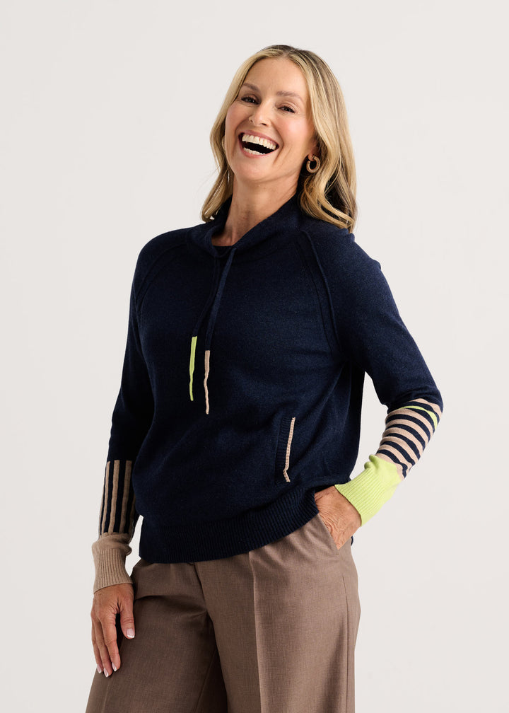 Zaket &amp; Plover Drawcord Sweater in Dark Denim available at Barbara Katz