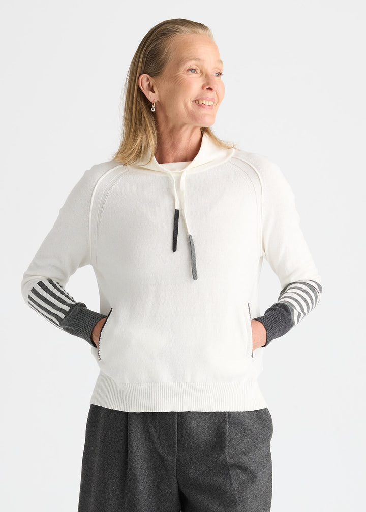 Zaket &amp; Plover Drawcord Sweater in White available at Barbara Katz