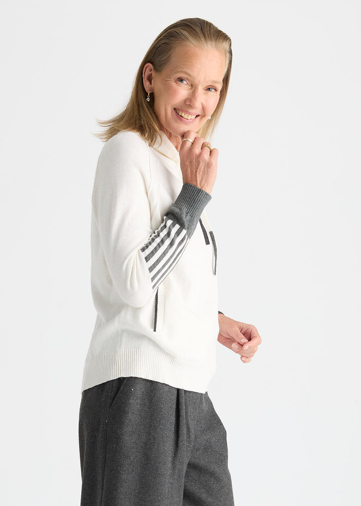 Zaket &amp; Plover Drawcord Sweater in White available at Barbara Katz