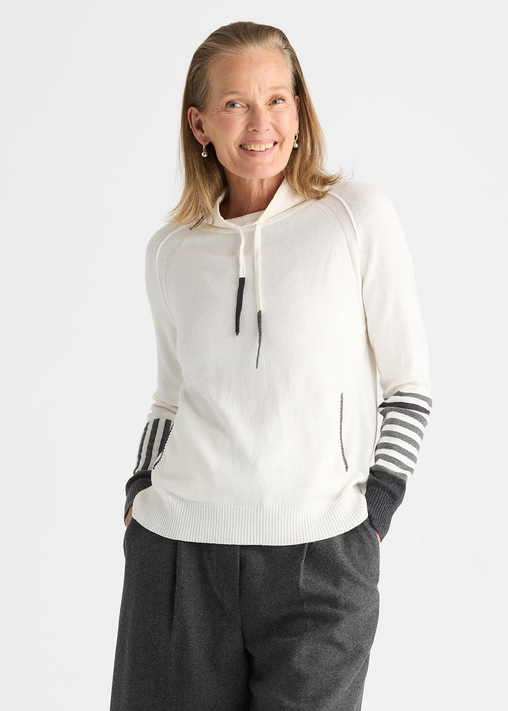 Zaket &amp; Plover Drawcord Sweater in White available at Barbara Katz