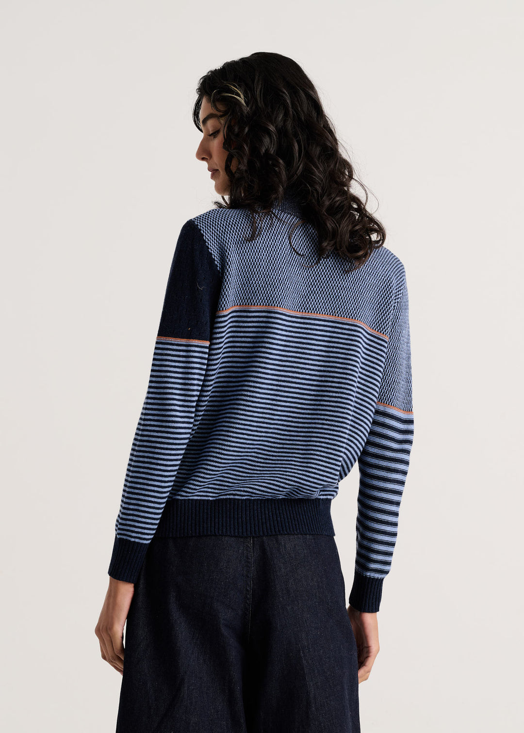 Zaket &amp; Plover Knit Zip Cardigan in Dark Denim available at Barbara Katz