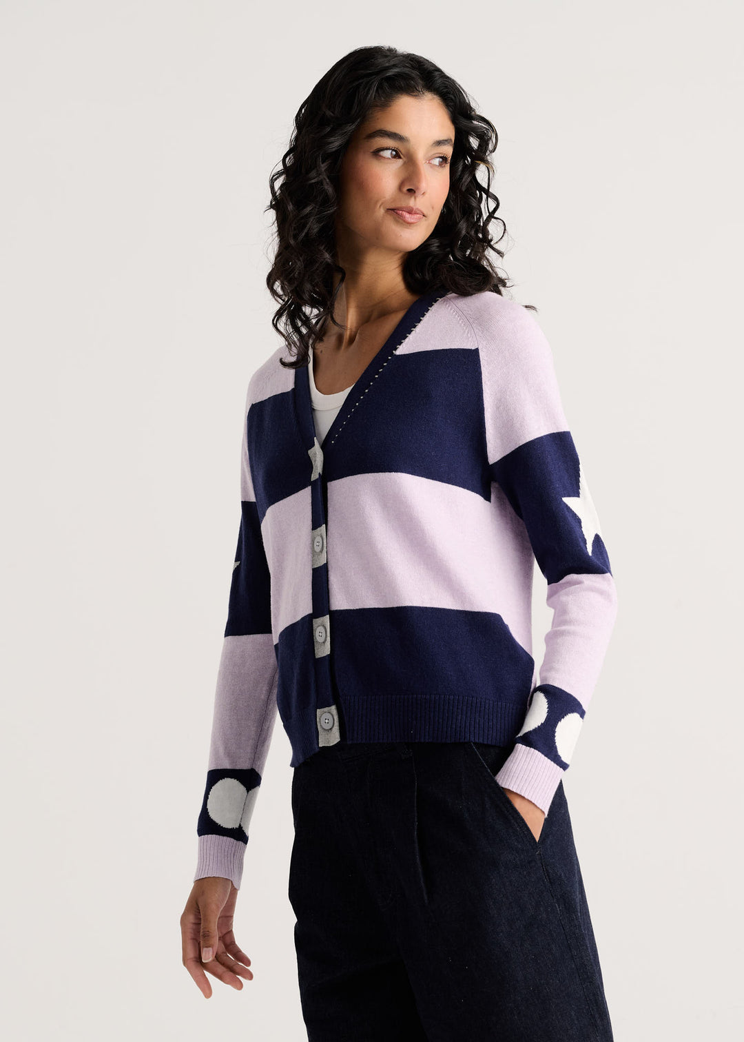 Zaket &amp; Plover Stars + Spots Cardigan in Ink available at Barbara Katz
