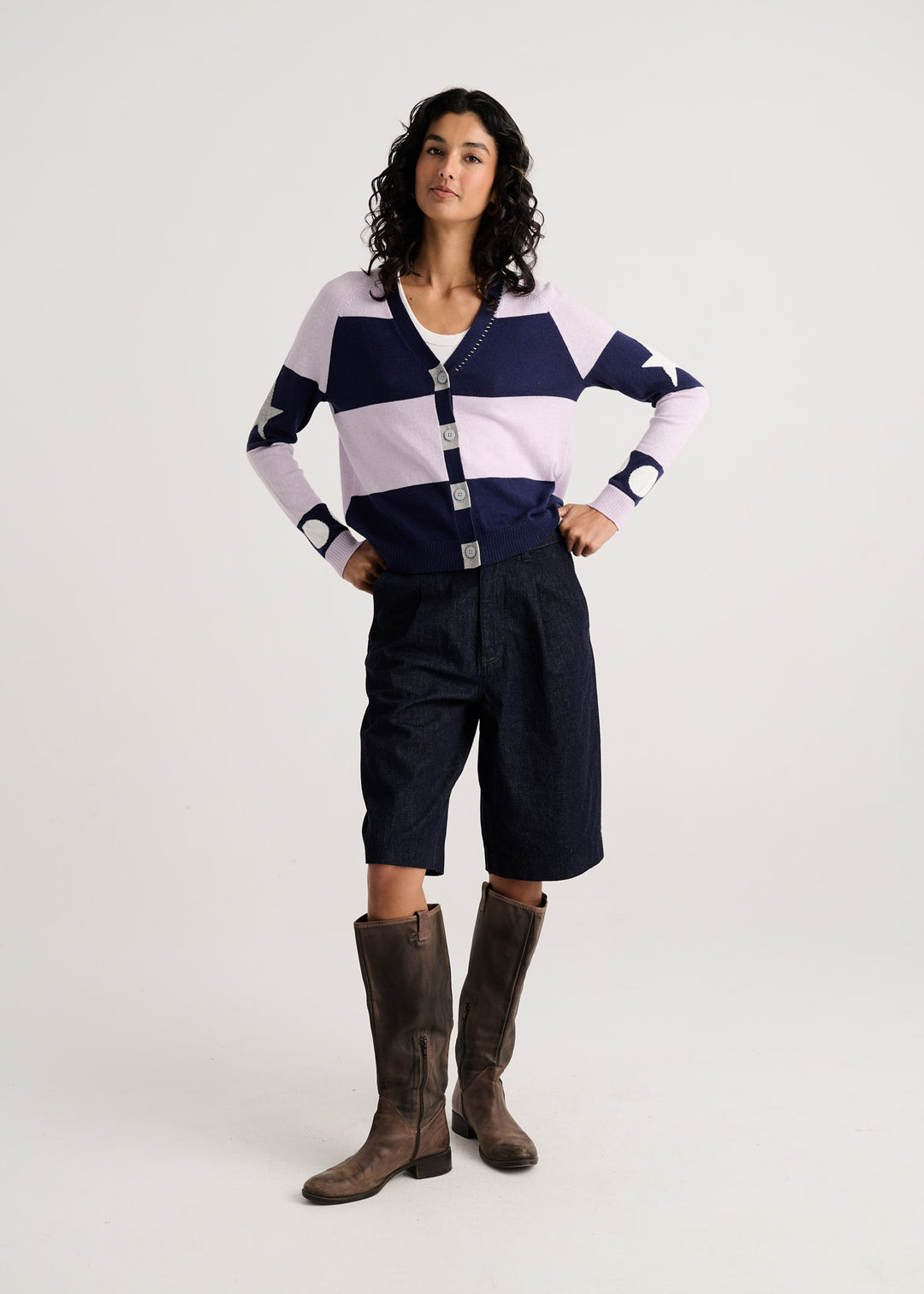Zaket &amp; Plover Stars + Spots Cardigan in Ink available at Barbara Katz