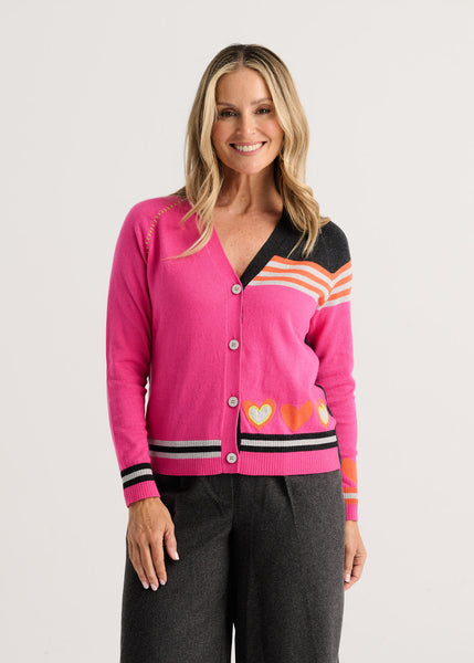 Zaket & Plover Hearts Cardigan - Fuchsia