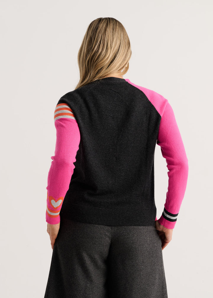 Zaket &amp; Plover Hearts Cardigan in Fuchsia available at Barbara Katz