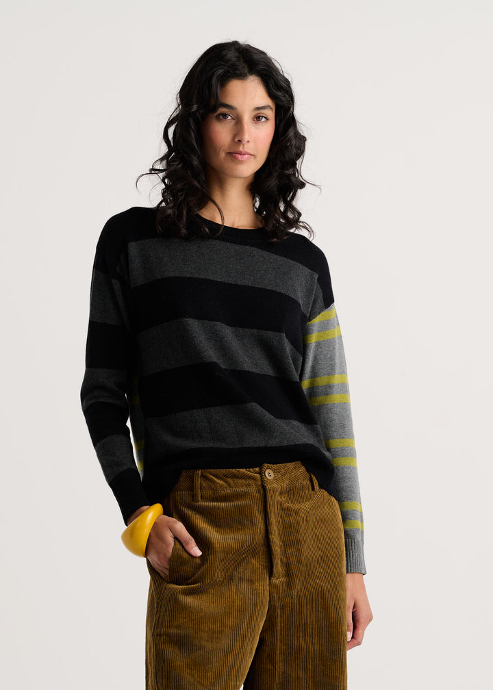 Zaket &amp; Plover Bold Stripe Sweater in Black available at Barbara Katz