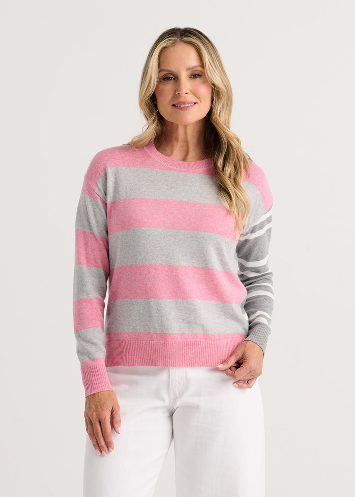 Zaket &amp; Plover Bold Stripe Sweater in Heather Pink available at Barbara Katz