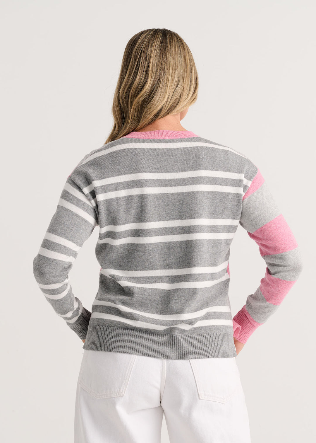 Zaket &amp; Plover Bold Stripe Sweater in Heather Pink available at Barbara Katz