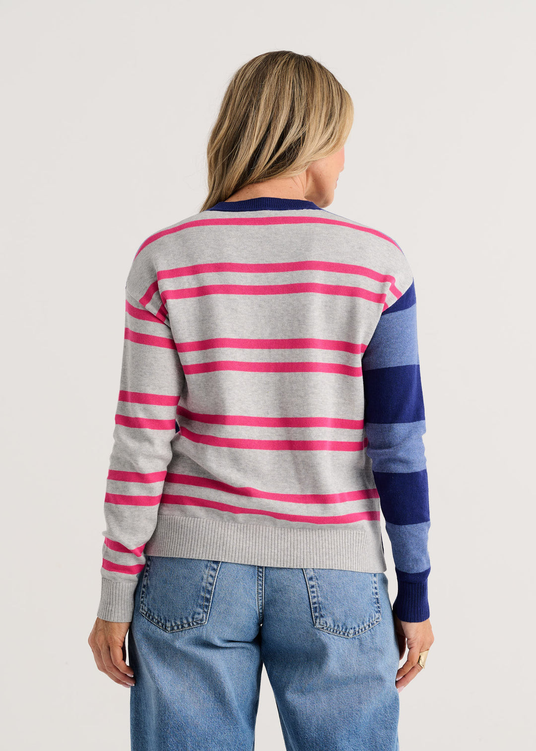 Zaket &amp; Plover Bold Stripe Sweater in Ocean available at Barbara Katz