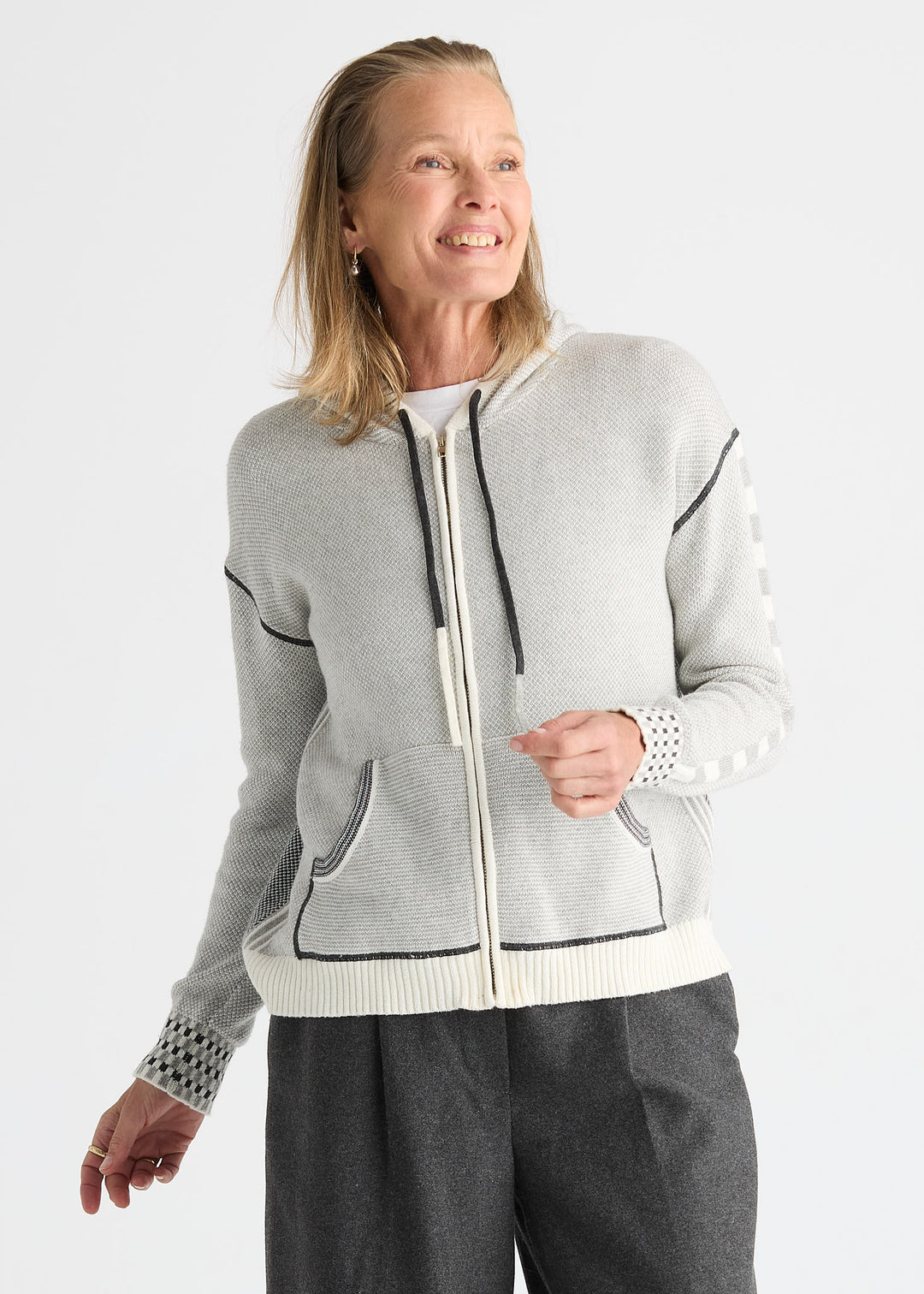 Zaket &amp; Plover Birdseye Hoodie in Snow available at Barbara Katz