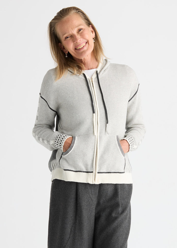 Zaket &amp; Plover Birdseye Hoodie in Snow available at Barbara Katz