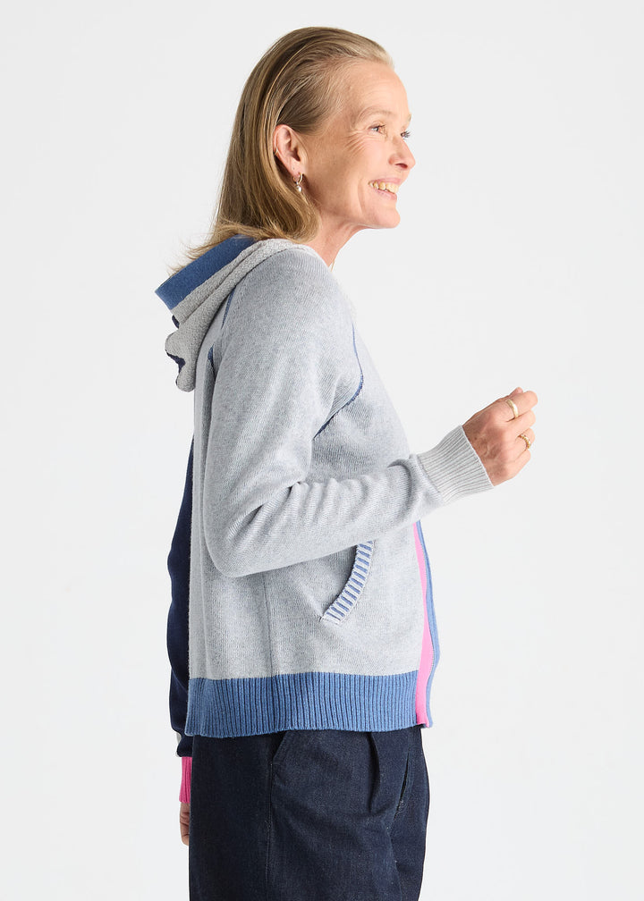 Zaket &amp; Plover Plaited Zip-Up Hoodie in Jean available at Barbara Katz