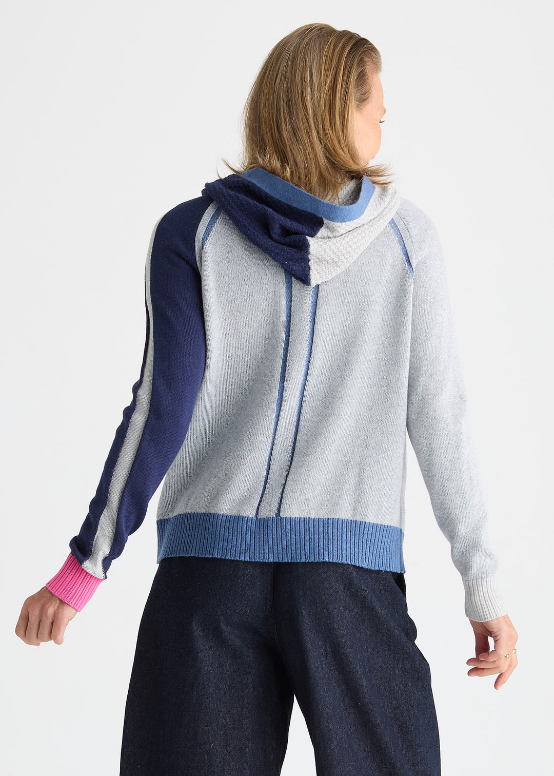 Zaket &amp; Plover Plaited Zip-Up Hoodie in Jean available at Barbara Katz