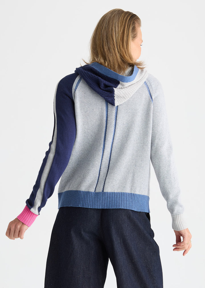 Zaket &amp; Plover Plaited Zip-Up Hoodie in Jean available at Barbara Katz