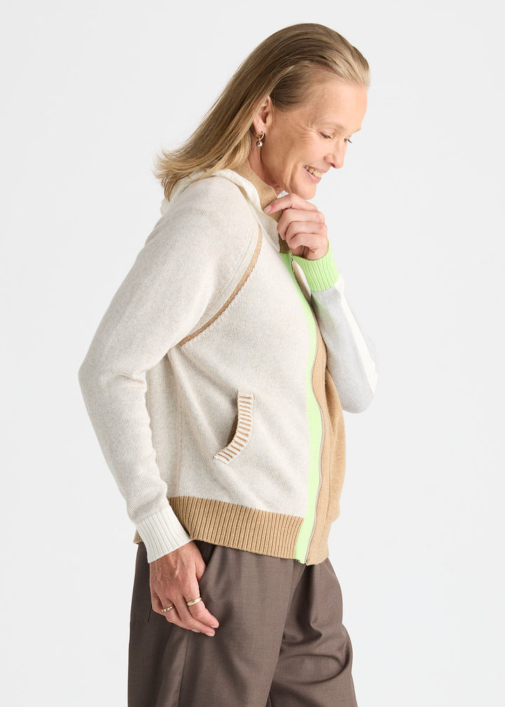 Zaket &amp; Plover Plaited Zip-Up Hoodie in Toffee available at Barbara Katz