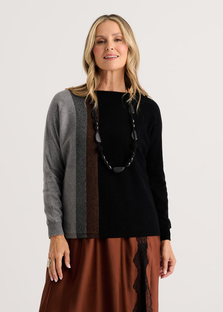Zaket &amp; Plover Vertical Line Sweater in Black available at Barbara Katz