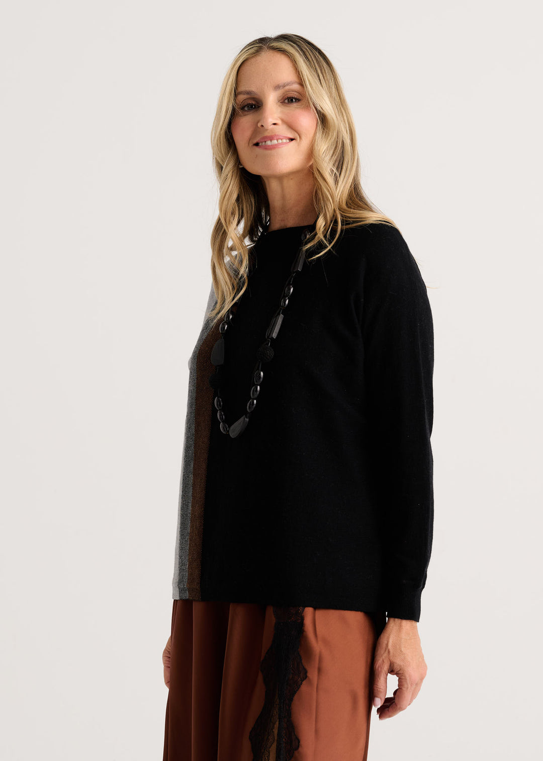 Zaket &amp; Plover Vertical Line Sweater in Black available at Barbara Katz
