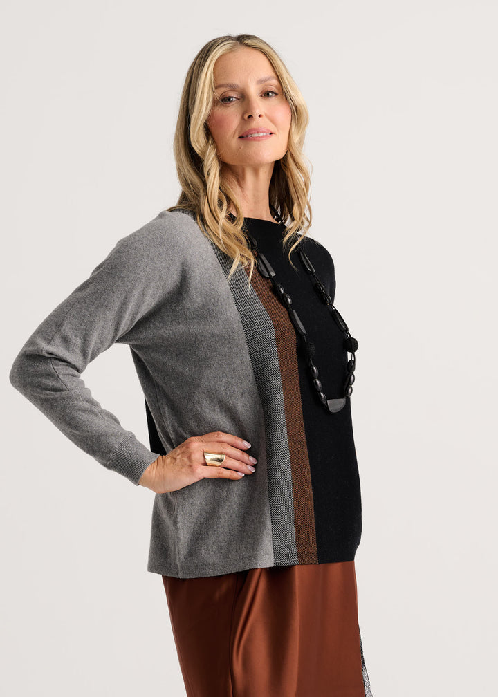 Zaket &amp; Plover Vertical Line Sweater in Black available at Barbara Katz