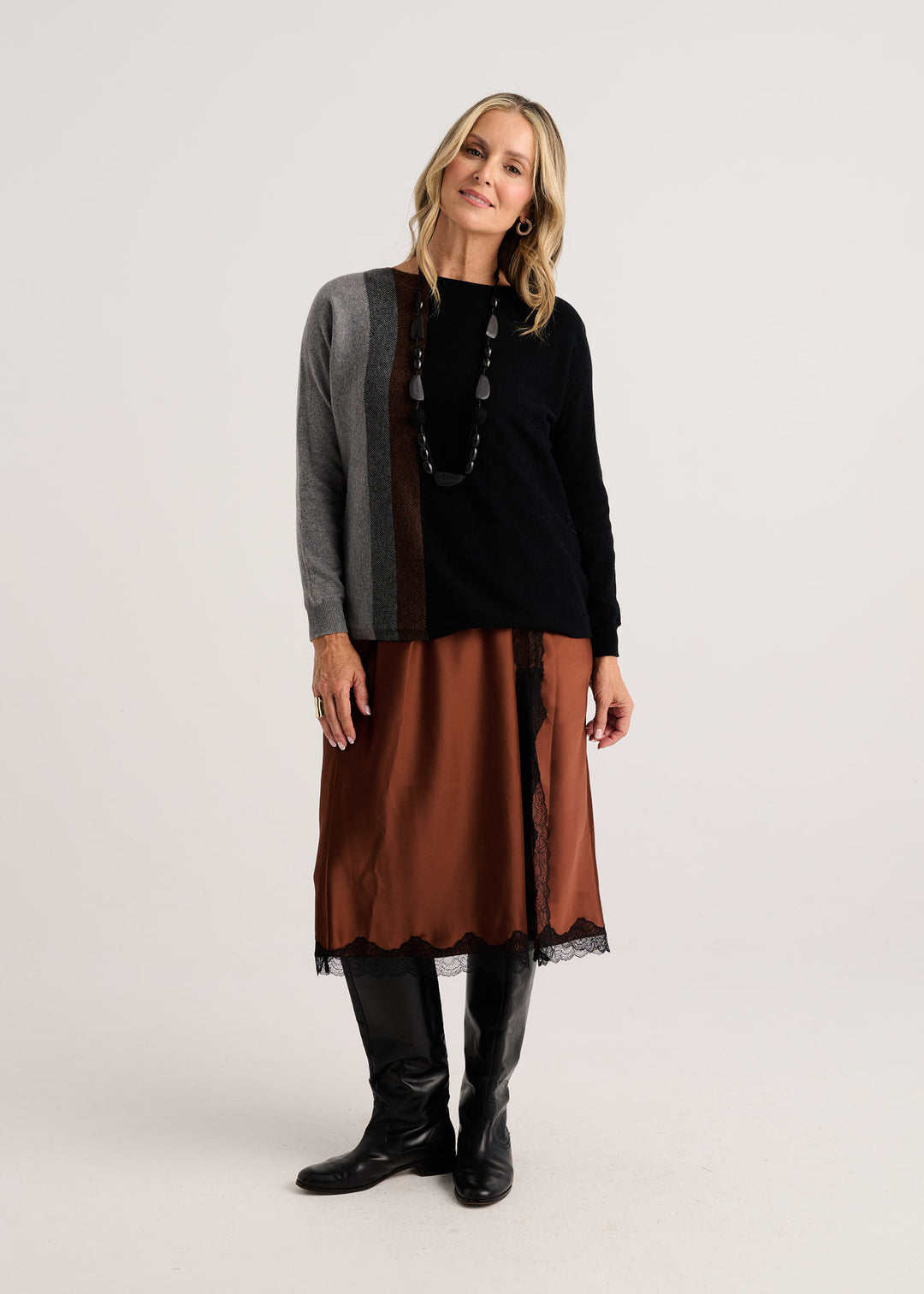 Zaket &amp; Plover Vertical Line Sweater in Black available at Barbara Katz