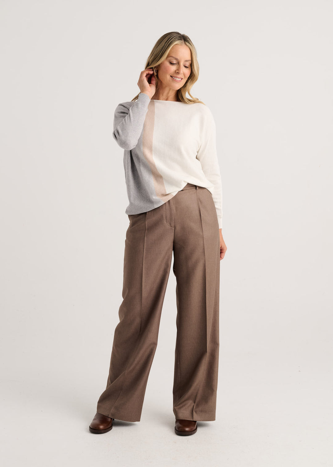 Zaket &amp; Plover Vertical Line Sweater in Snow available at Barbara Katz
