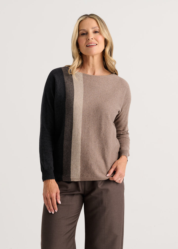 Zaket &amp; Plover Vertical Line Sweater in Walnut available at Barbara Katz