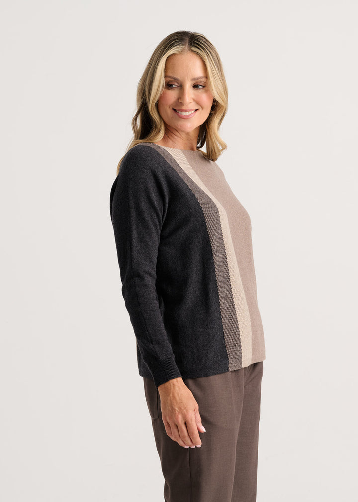 Zaket &amp; Plover Vertical Line Sweater in Walnut available at Barbara Katz