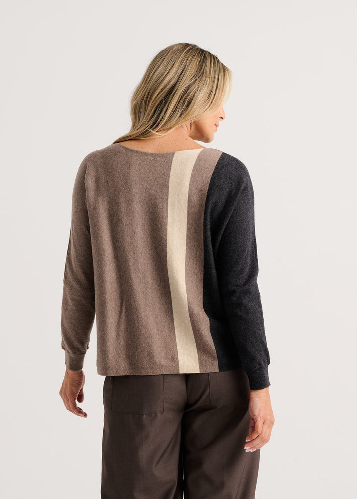 Zaket &amp; Plover Vertical Line Sweater in Walnut available at Barbara Katz