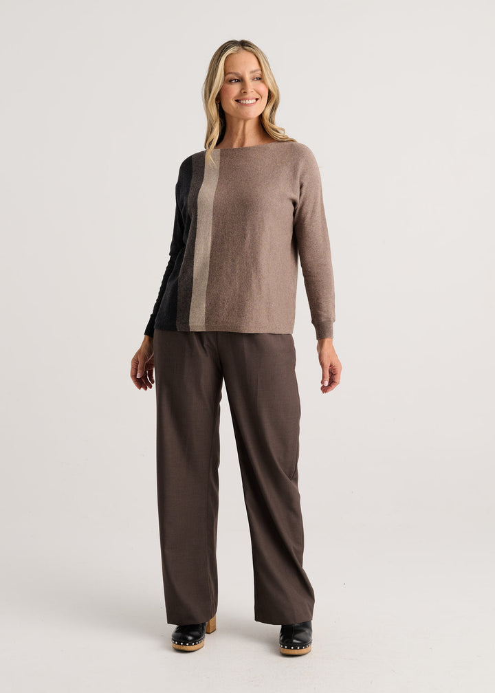 Zaket &amp; Plover Vertical Line Sweater in Walnut available at Barbara Katz