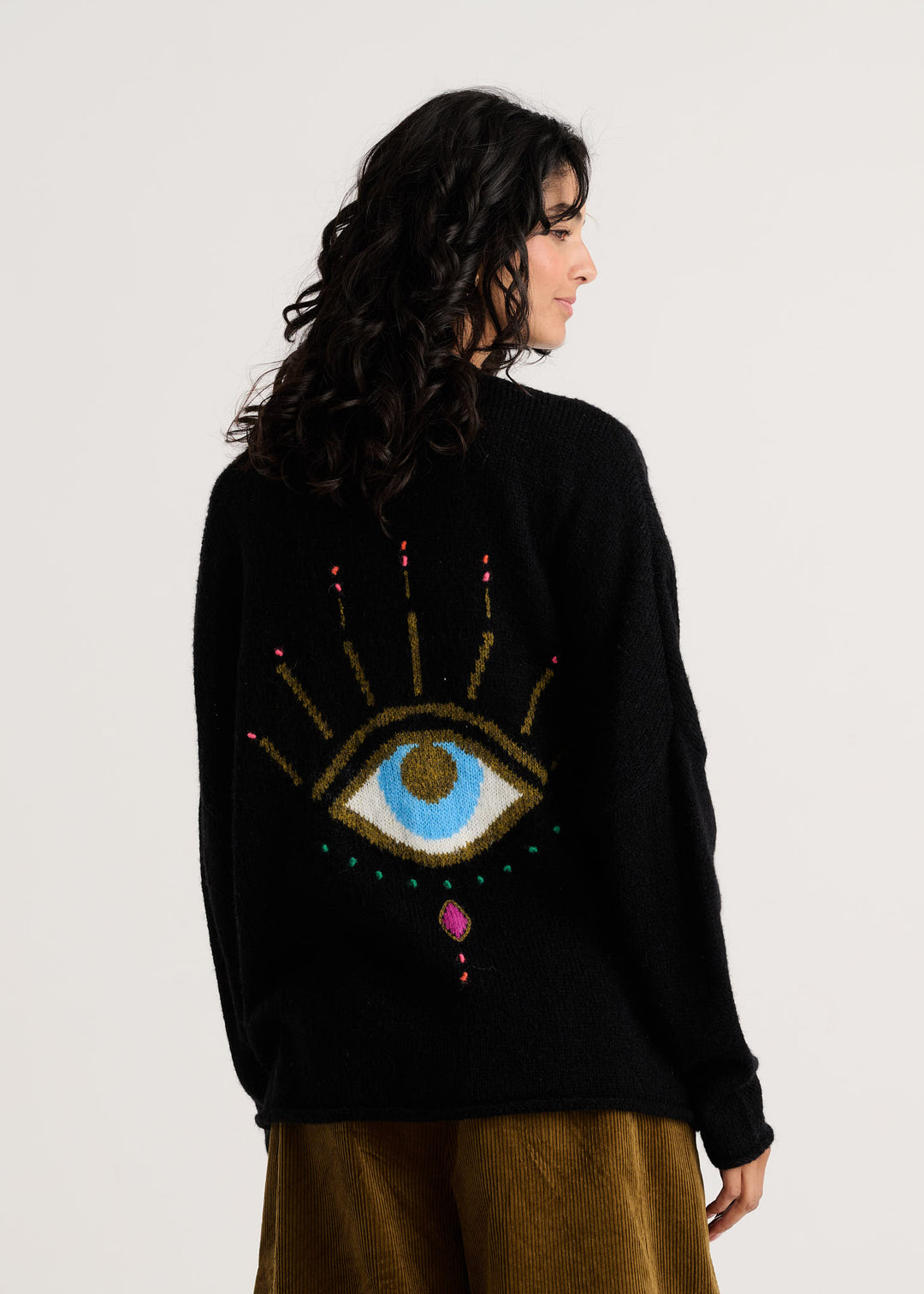 Zaket &amp; Plover Eye Spy Cardigan in Black available at Barbara Katz