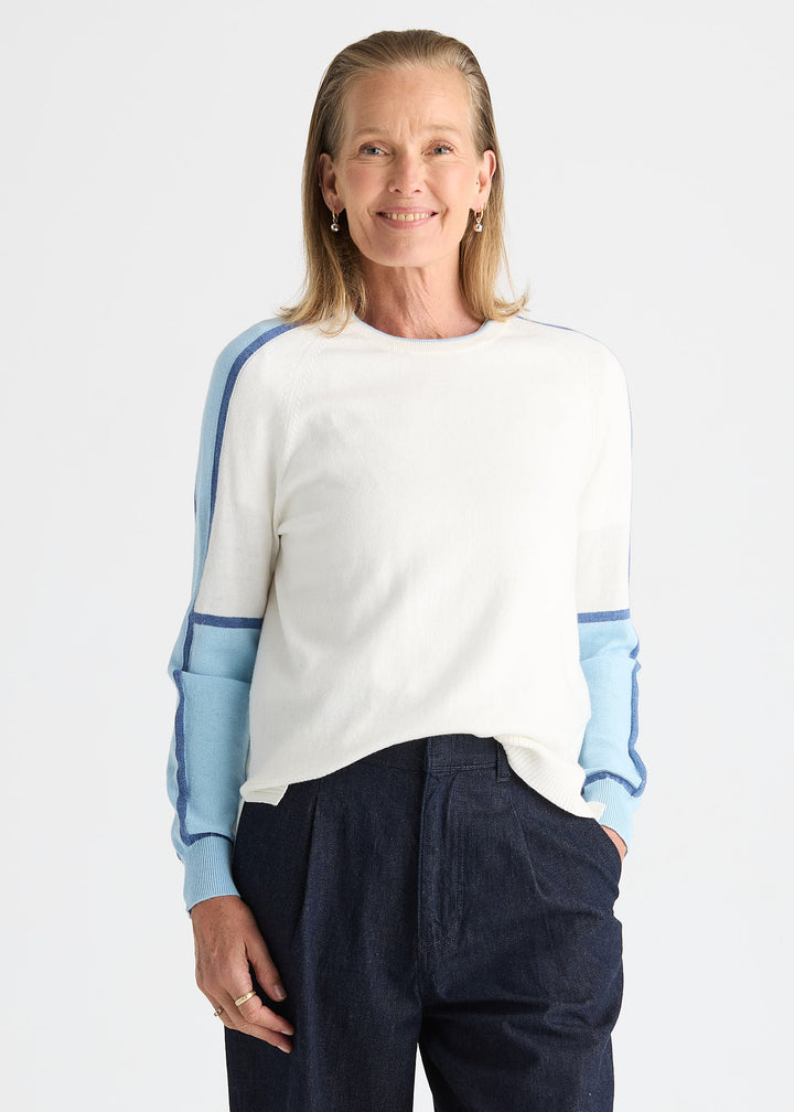 Zaket &amp; Plover Block Play Sweater in White available at Barbara Katz