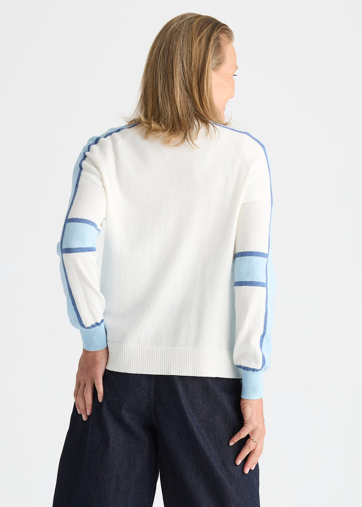 Zaket &amp; Plover Block Play Sweater in White available at Barbara Katz