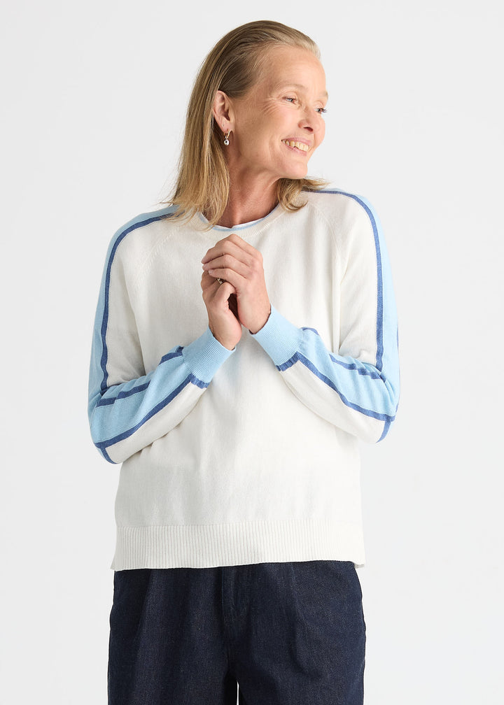 Zaket &amp; Plover Block Play Sweater in White available at Barbara Katz